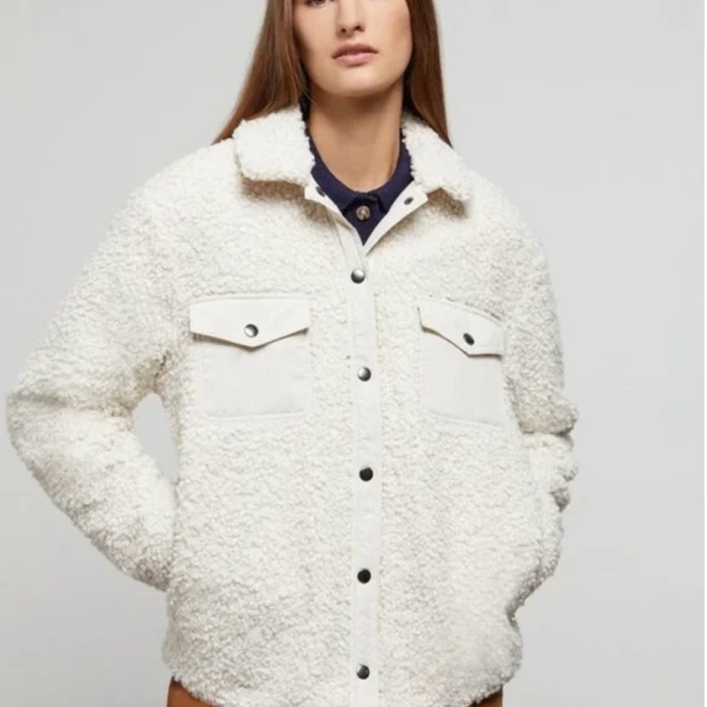 Onia Sherpa Jacket Button Front Ivory Medium
